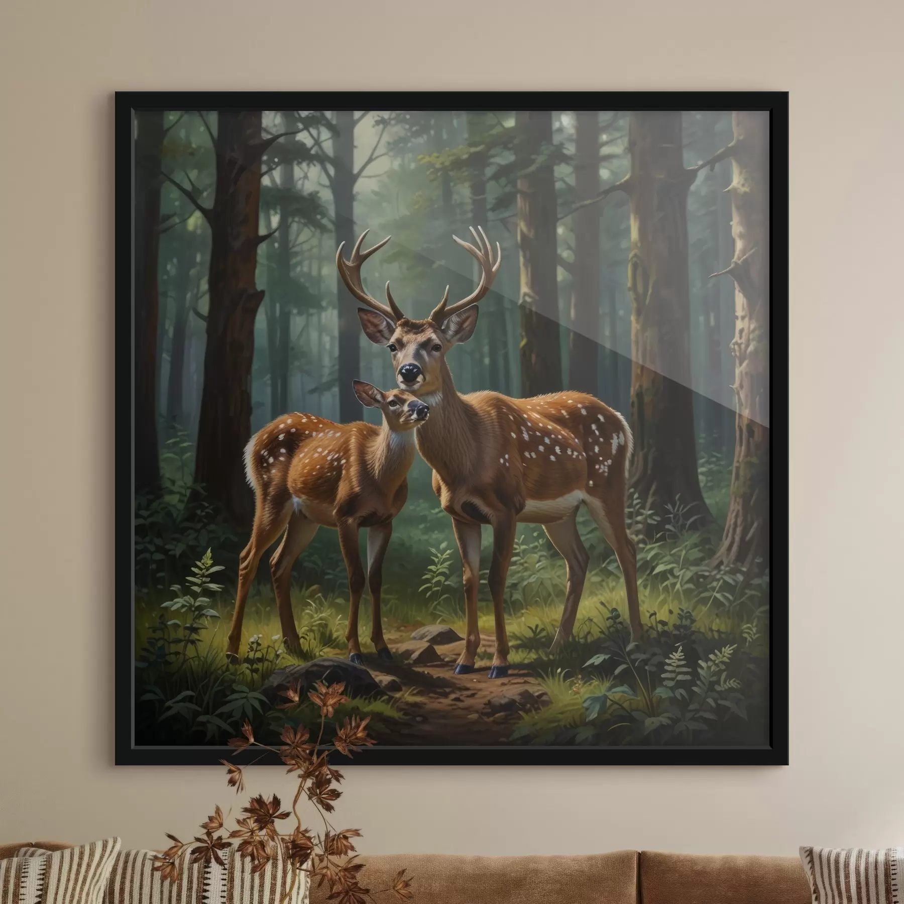 Fototapeta jeleń z jelonkiem w lesie f45732