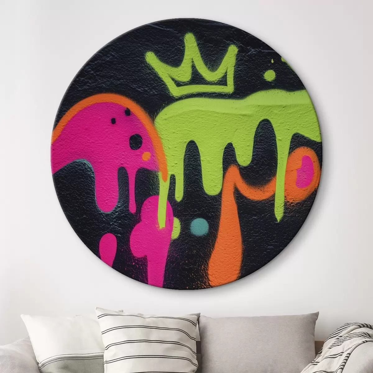Okrągłe obrazy jasne graffiti na ciemnym tle r45716