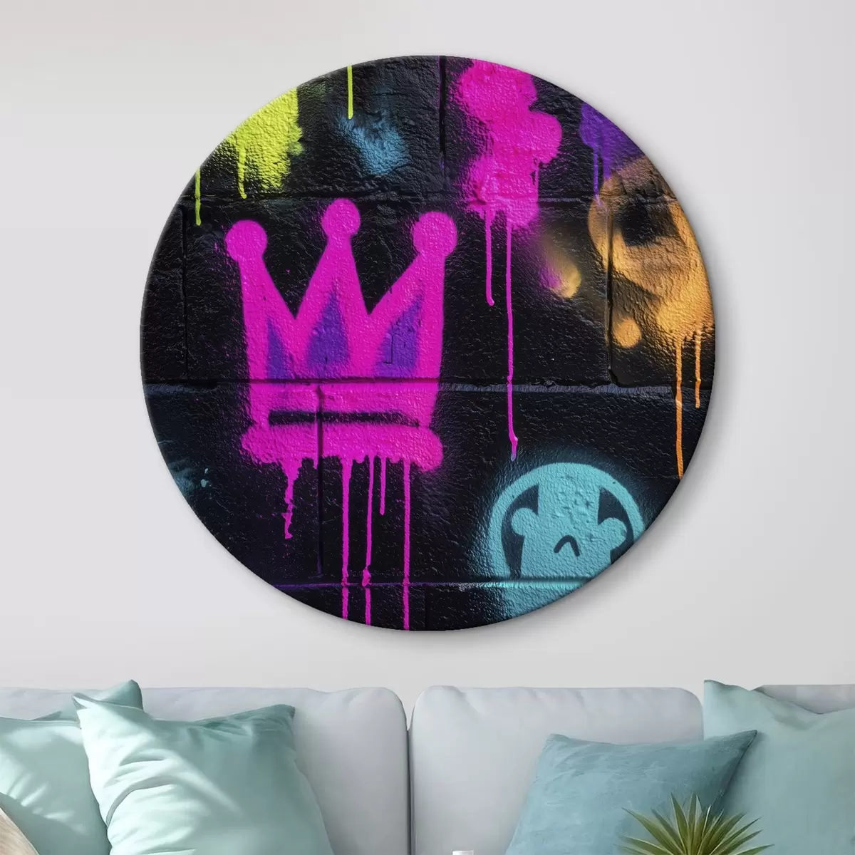 Okrągłe obrazy jasne graffiti na ciemnym tle r45717