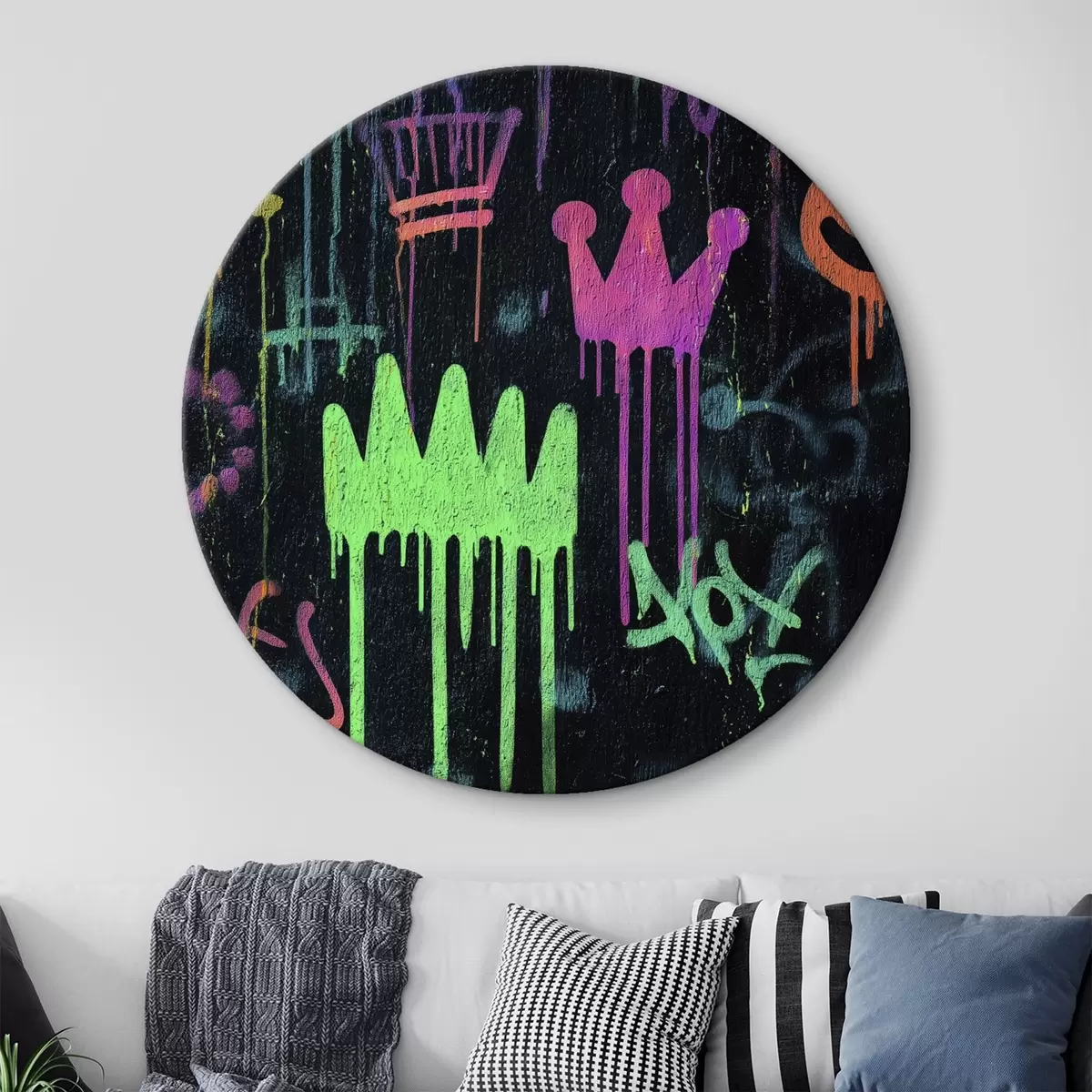 Okrągłe obrazy jasne graffiti na ciemnym tle r45718
