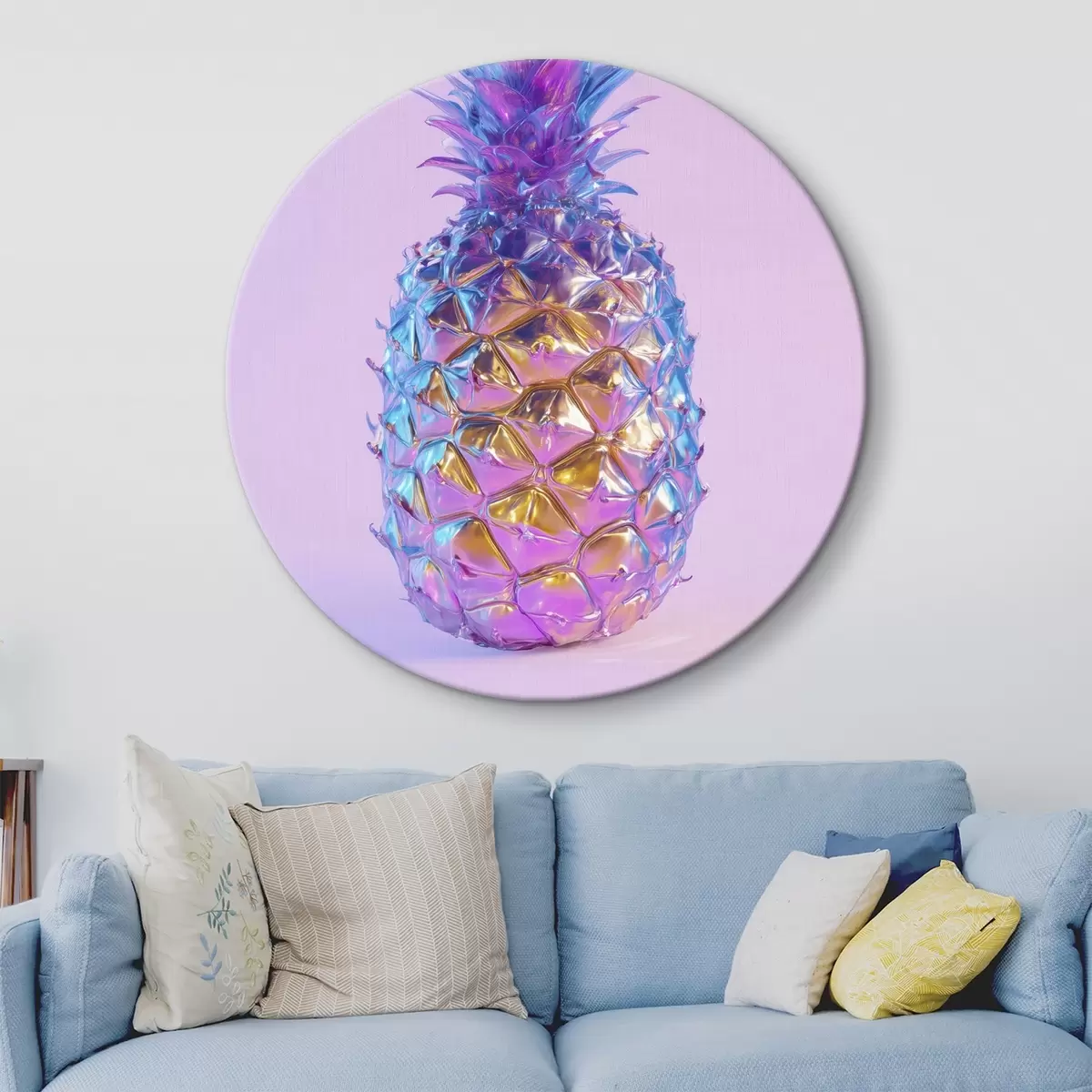 Okrągłe obrazy jasny, błyszczący ananas w stylu pop art r45727