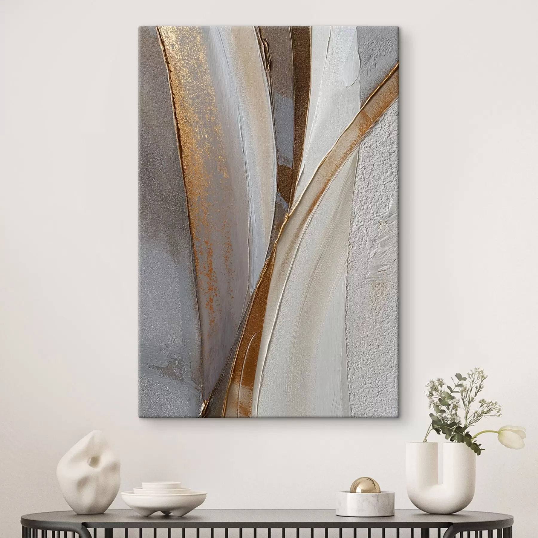 Obraz Teksturowane abstrakcyjne linie z żółtymi i pomarańczowymi błyskami s45810