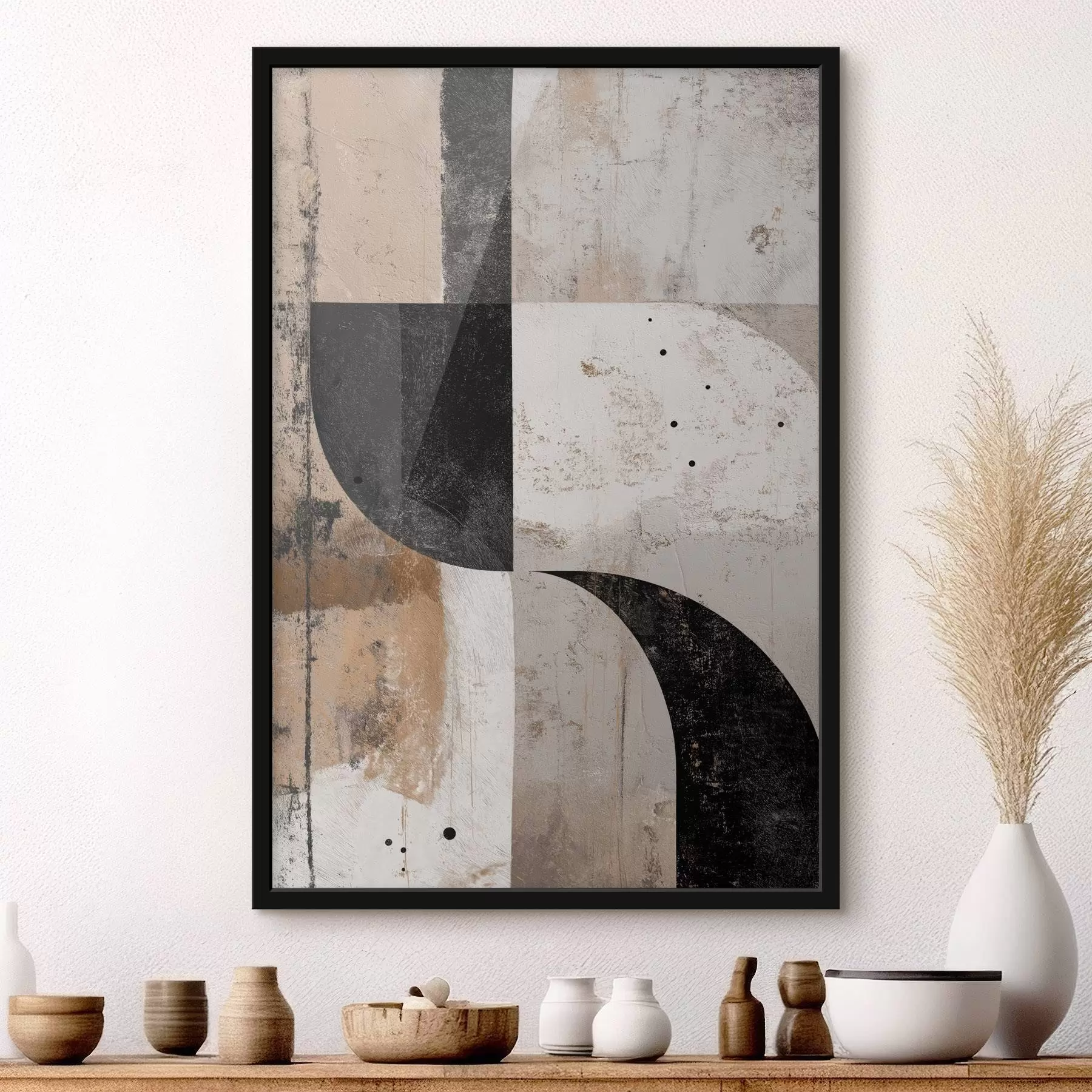 Fototapeta Geometryczne kształty w odcieniach beżu i czerni f45811