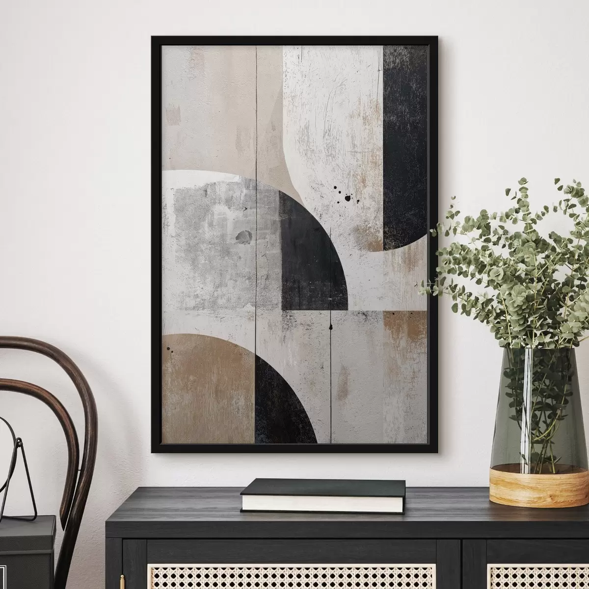 Plakat Geometryczne kształty w odcieniach szarości i beżu f45812