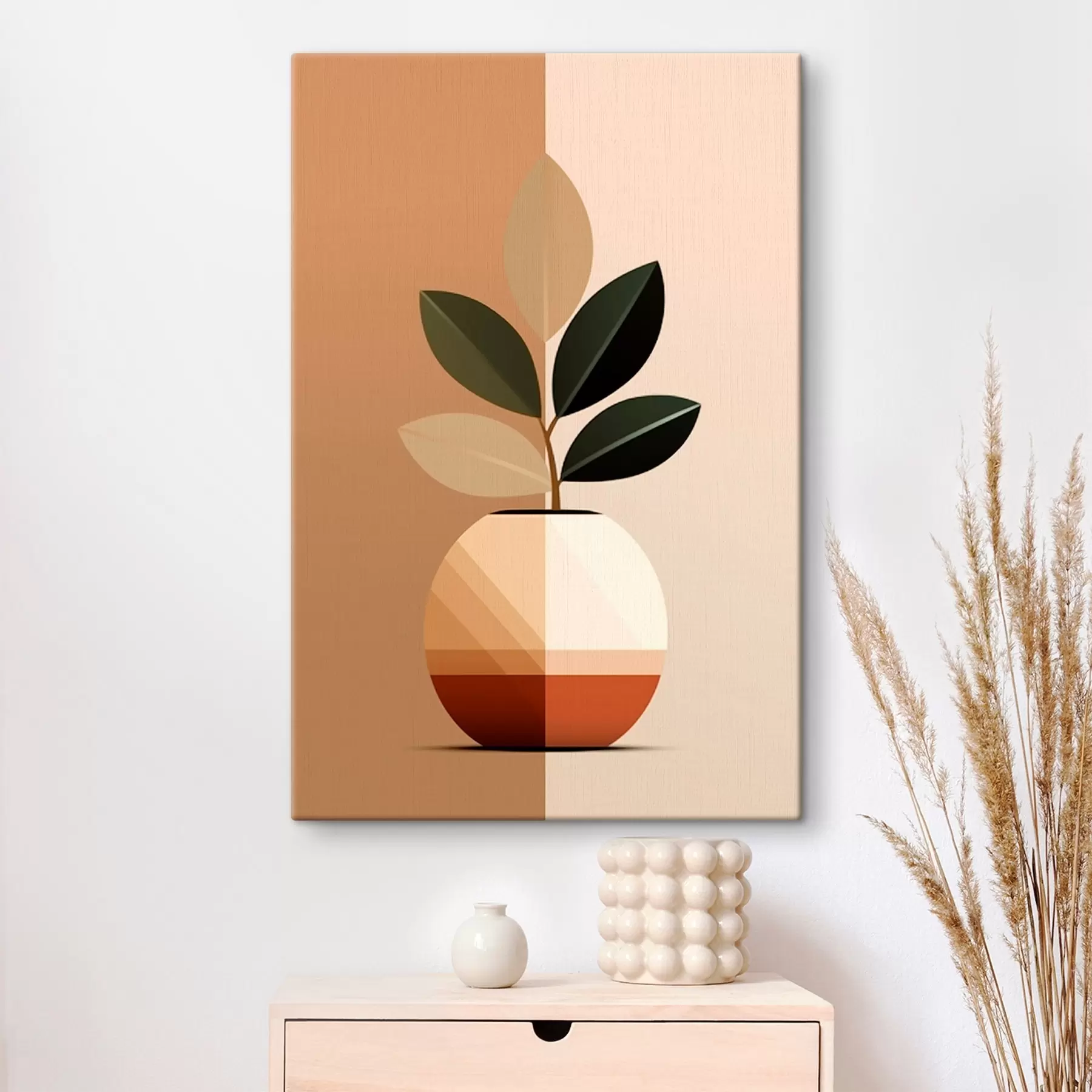 Obraz Geometryczny wazon z liśćmi s45833