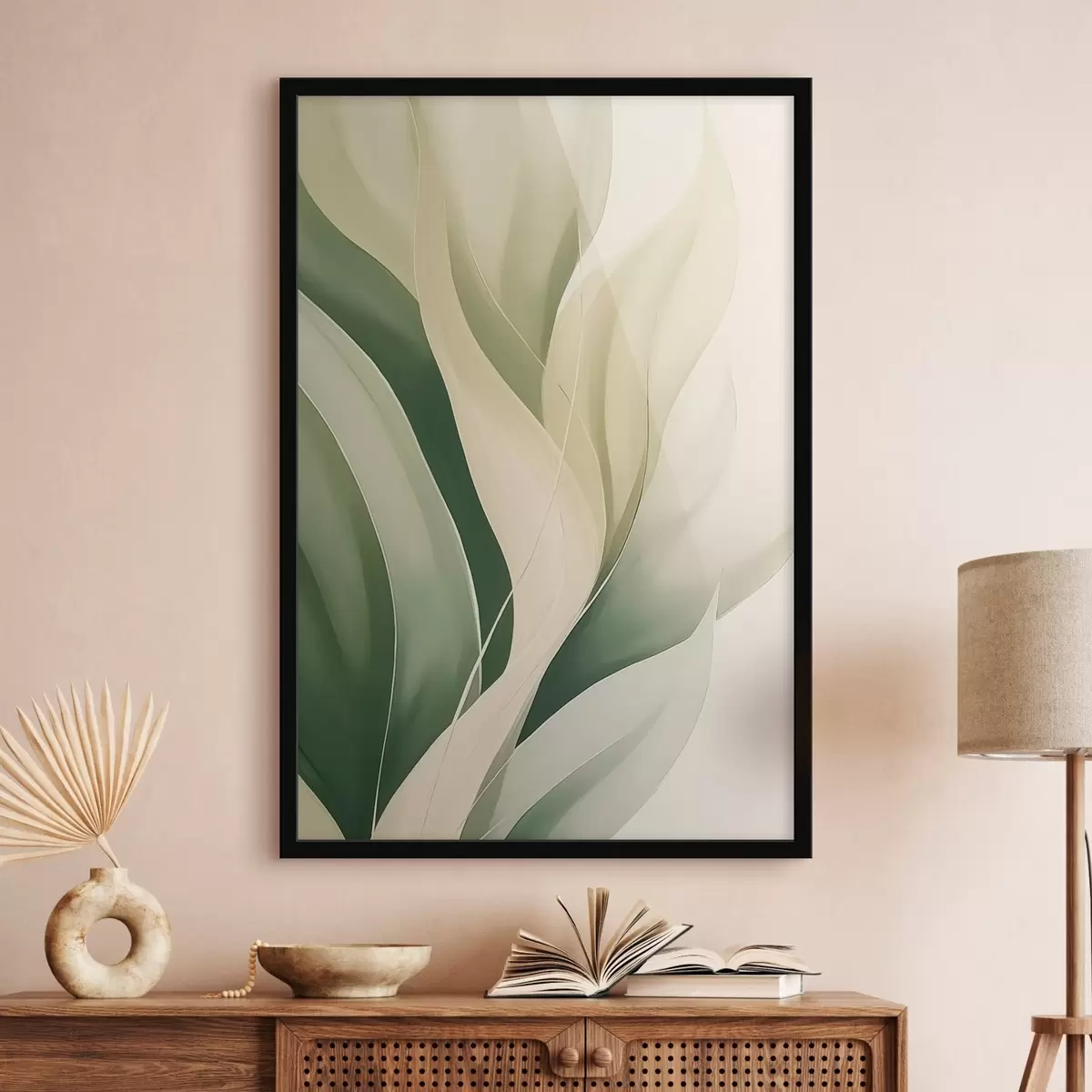Plakat Abstrakcyjne zielone liście f45832