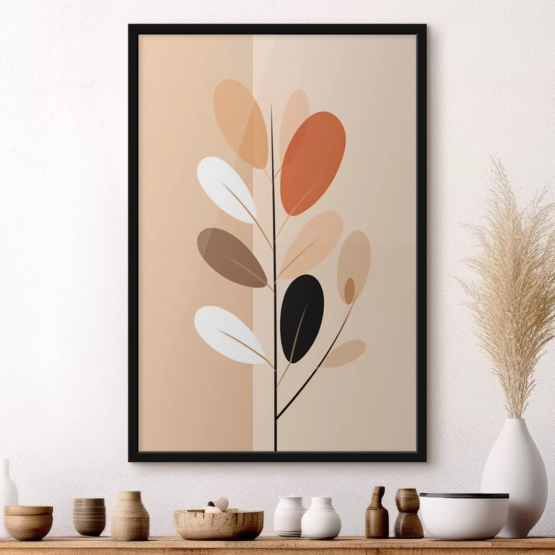 Fototapeta Minimalistyczna gałąź z liśćmi f45834