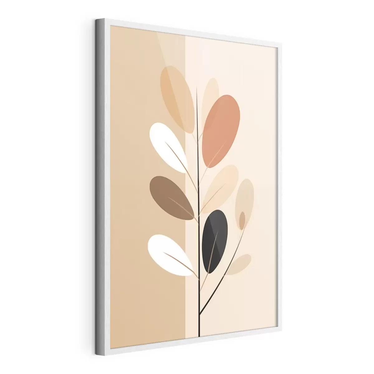 Plakat Minimalistyczna gałąź z liśćmi f45834