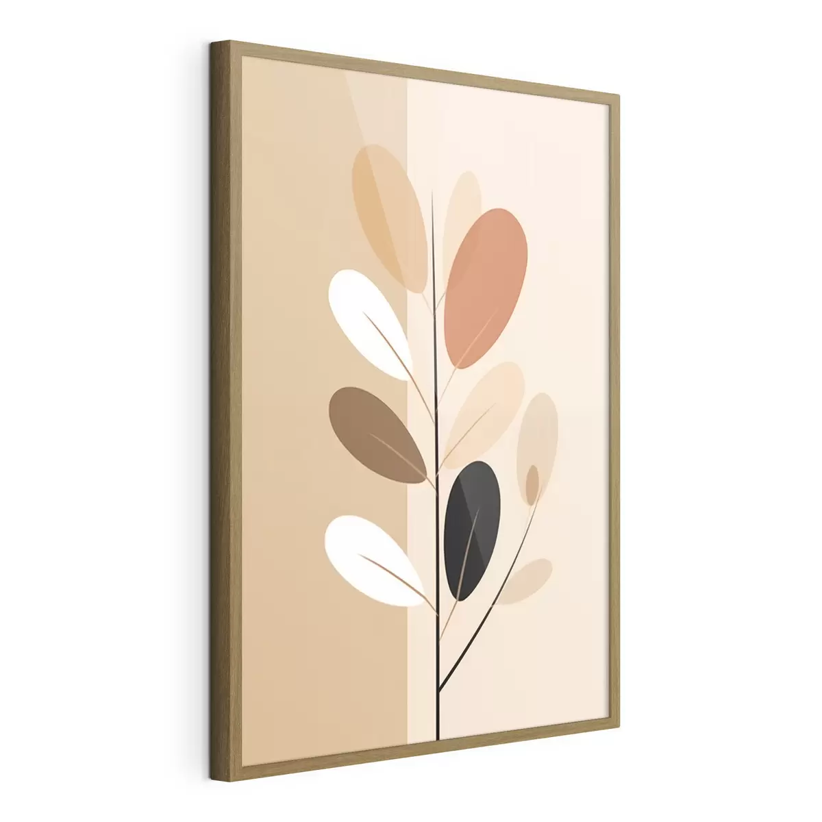 Plakat Minimalistyczna gałąź z liśćmi f45834
