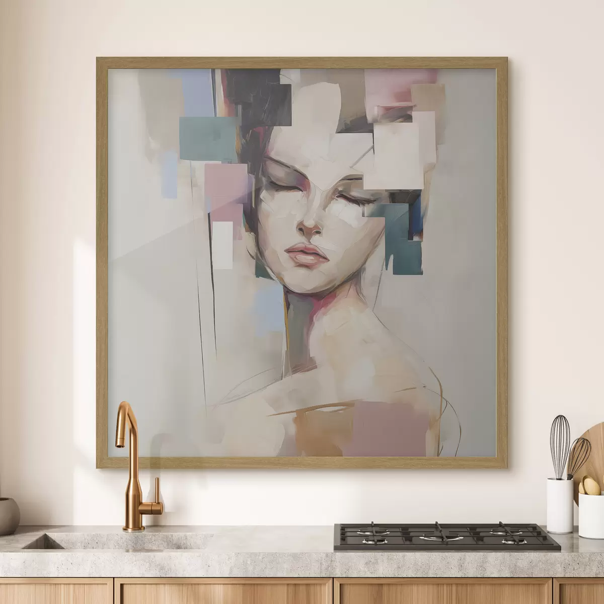 Plakat Abstrakcyjny portret imitujący malarstwo f45921