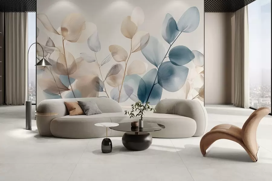 Fototapeta eleganckie liście eukaliptusa z żyłkami w04503