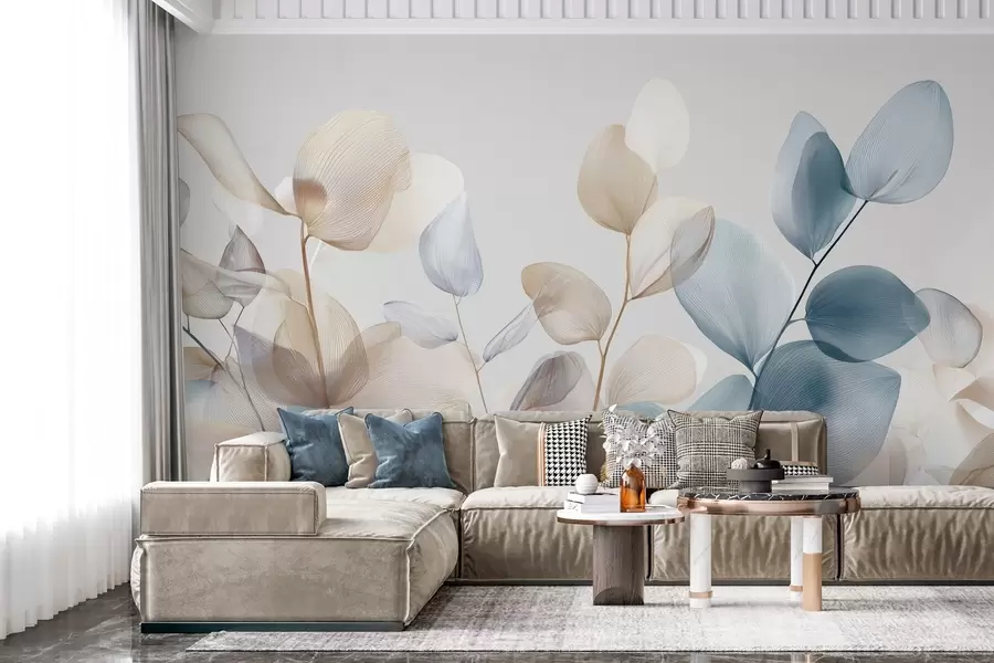 Fototapeta eleganckie liście eukaliptusa z żyłkami w04503