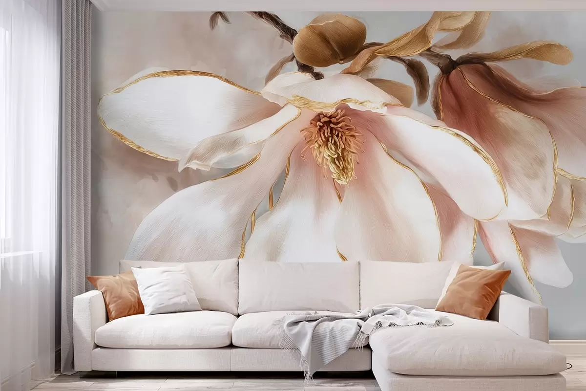 Fototapeta Kwitnąca magnolia w pastelowych odcieniach w09387