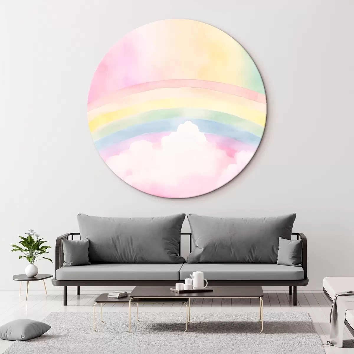 Okrągłe obrazy Tęczowe chmury r45954