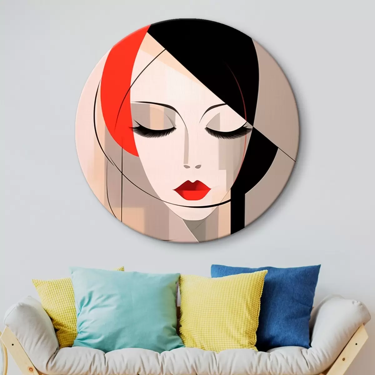 Okrągłe obrazy Abstrakcyjny portret kobiety r45965