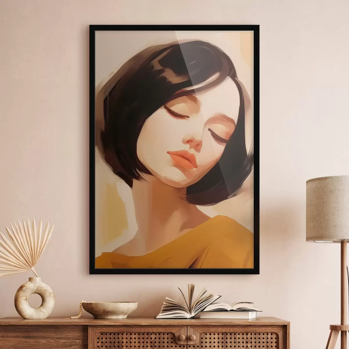 Plakat Kobieta z krótkimi czarnymi włosami f45960
