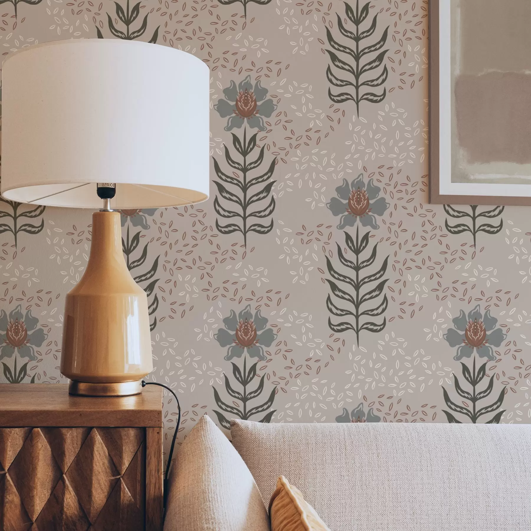 Fototapeta Stylizowane kwiaty i nasiona na ciepłym beżu a00604