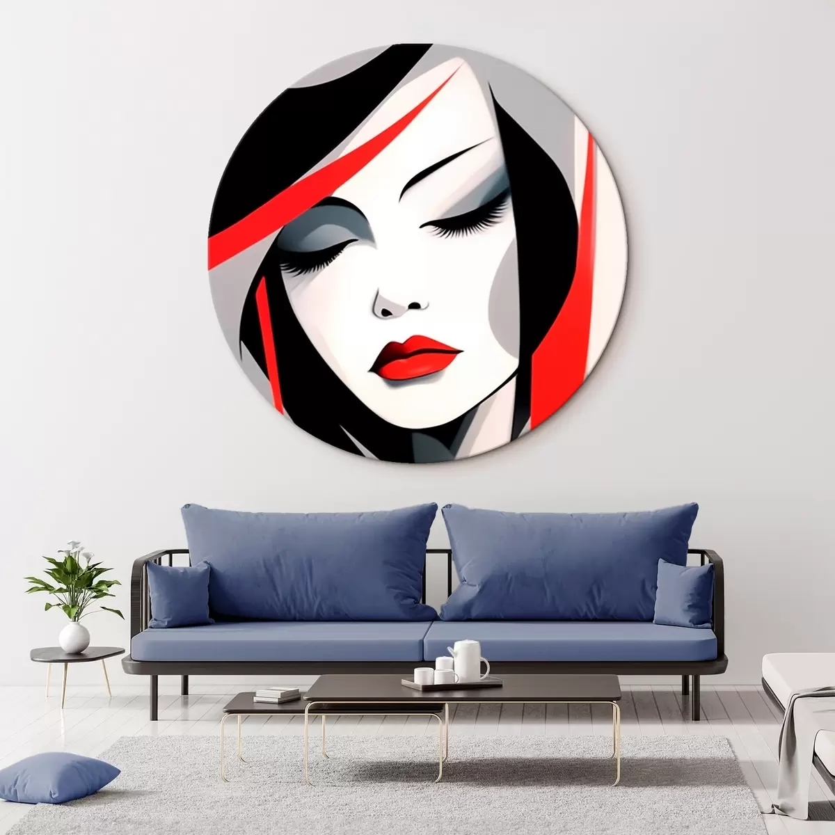 Okrągłe obrazy Abstrakcyjny portret kobiety r45964