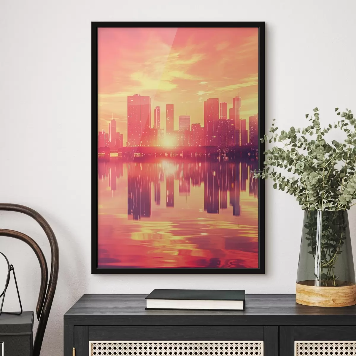 Plakat Zamówienie na tle nowoczesnego miasta f45659