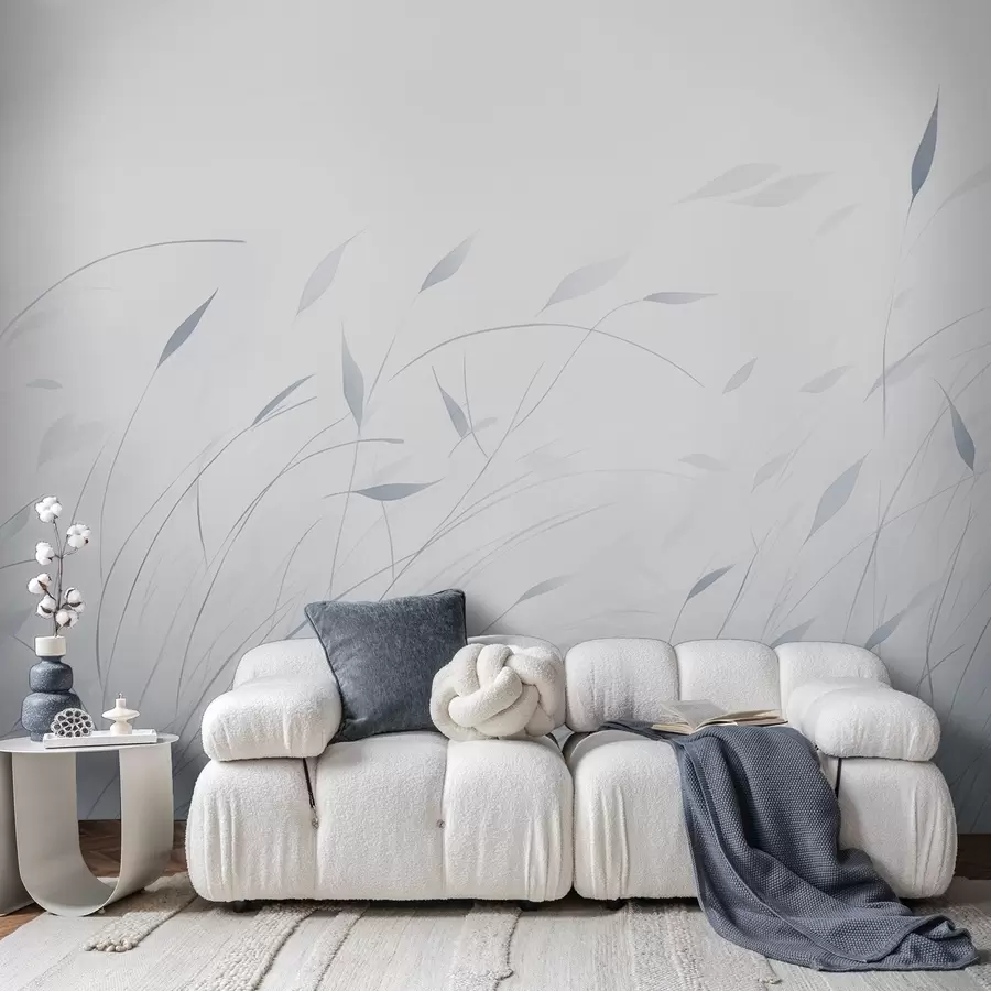 Fototapeta Trawa na wietrze w stylu akwareli w odcieniach niebieskiego w09331v2