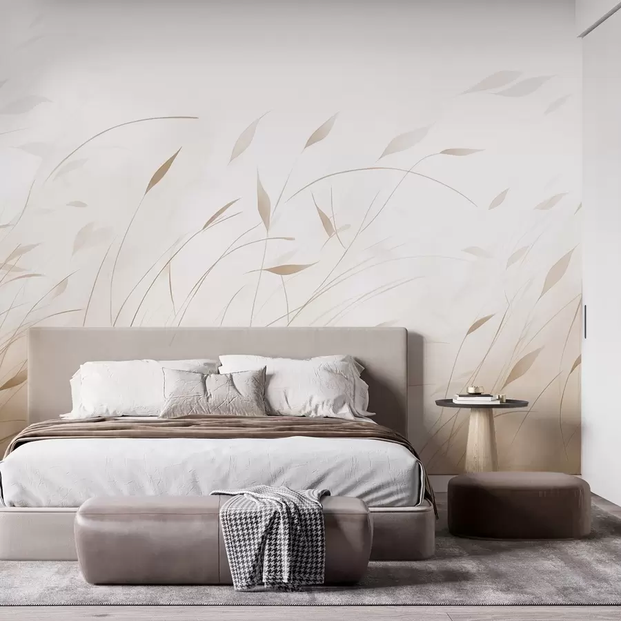 Fototapeta Trawa na wietrze w stylu akwareli w odcieniach beżu w09331v1