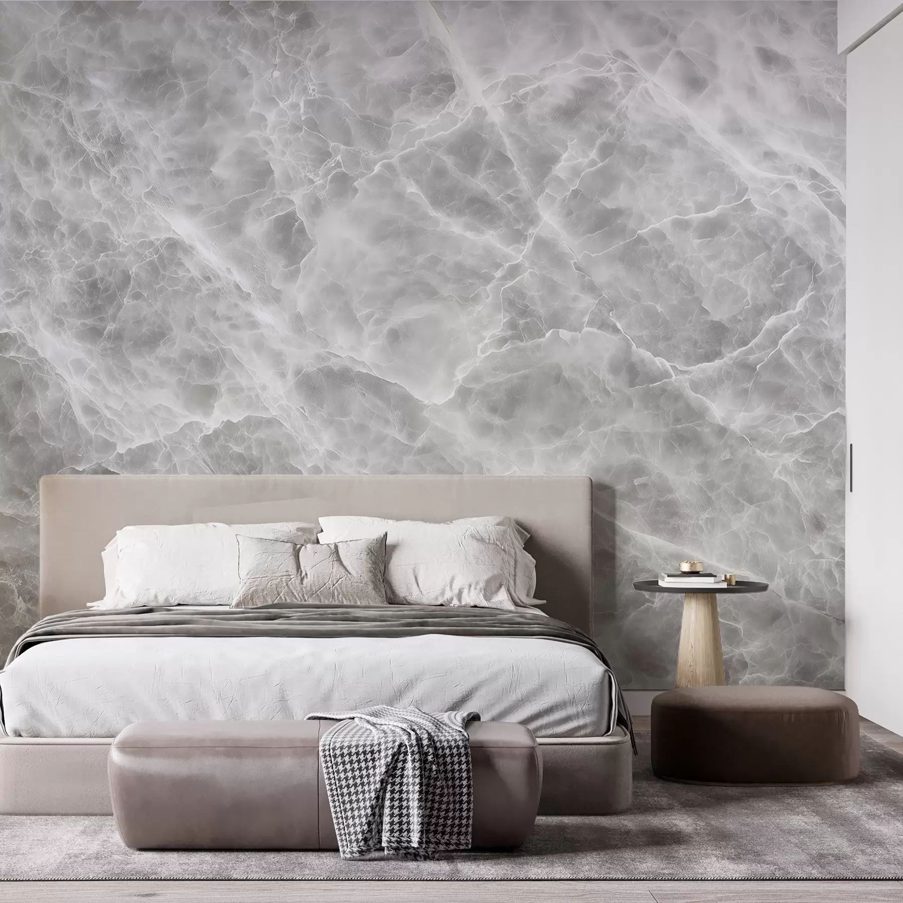 Fototapeta Luksusowa imitacja powierzchni marmuru w chłodnych odcieniach szarości i bieli w09409