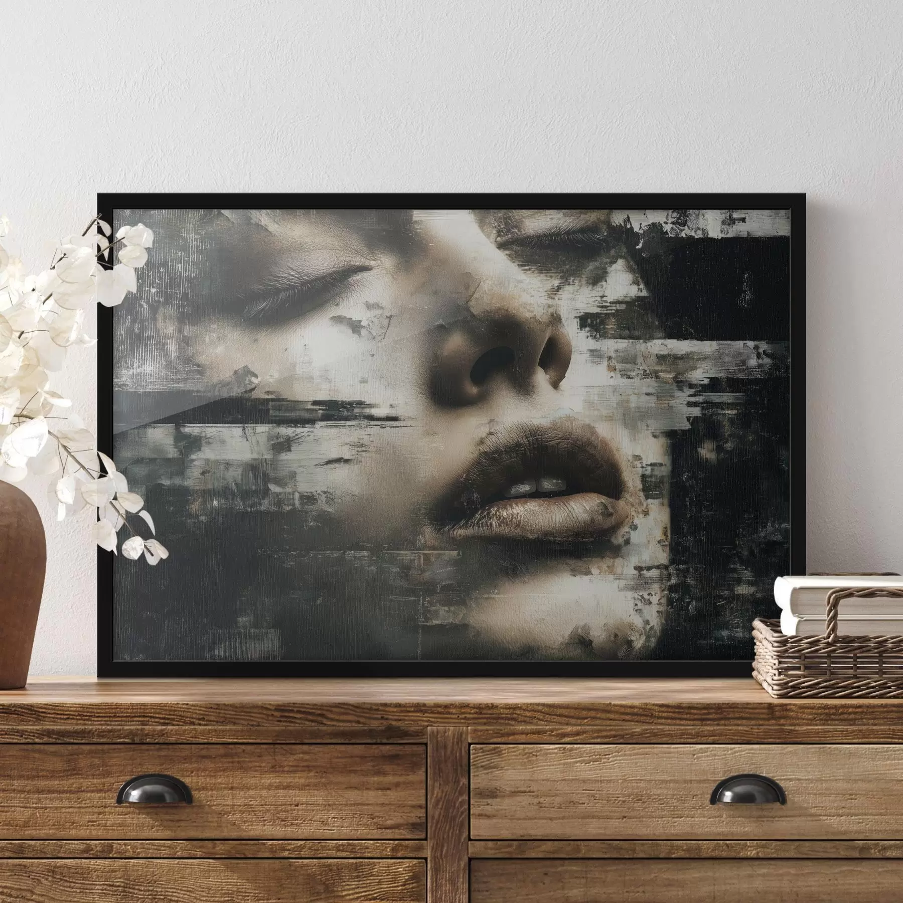 Fototapeta Abstrakcyjny portret kobiety z efektem glitch i teksturami f45873