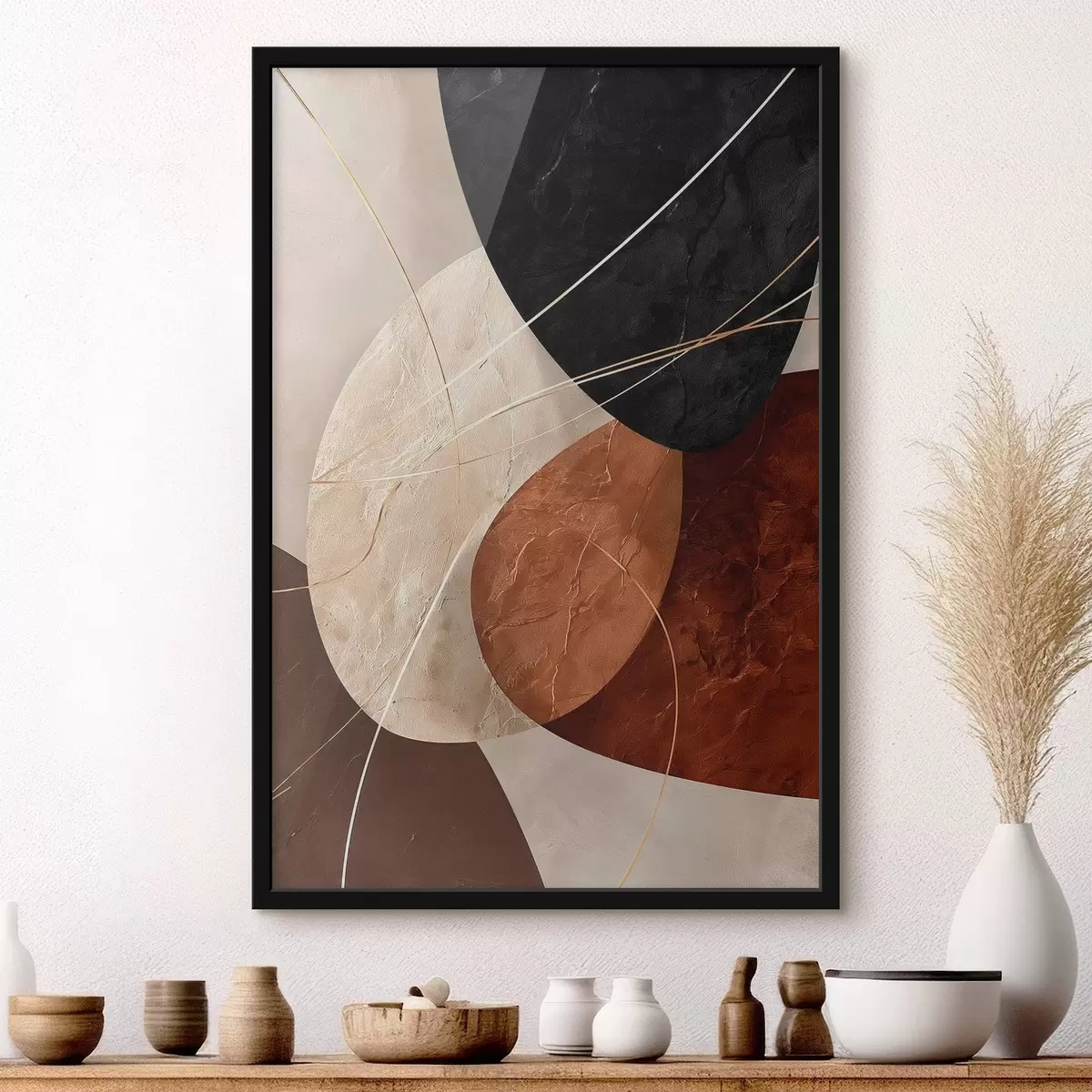 Plakat Geometryczne owale w beżowo-karmelowej palecie kolorów f45878