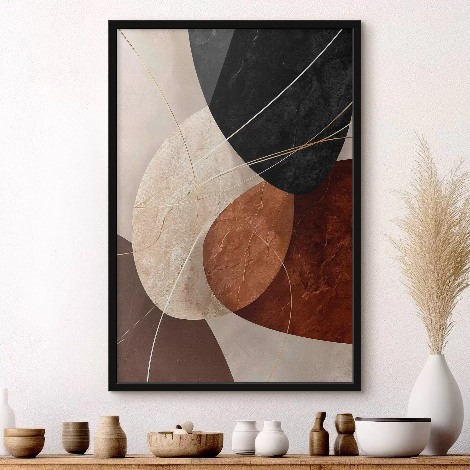 Fototapeta Geometryczne owale w beżowo-karmelowej palecie kolorów f45878