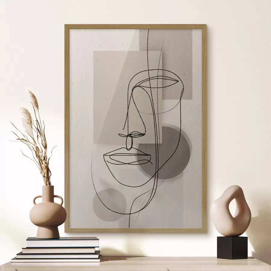 Fototapeta Portret na tle beżowych geometrycznych kształtów f45886