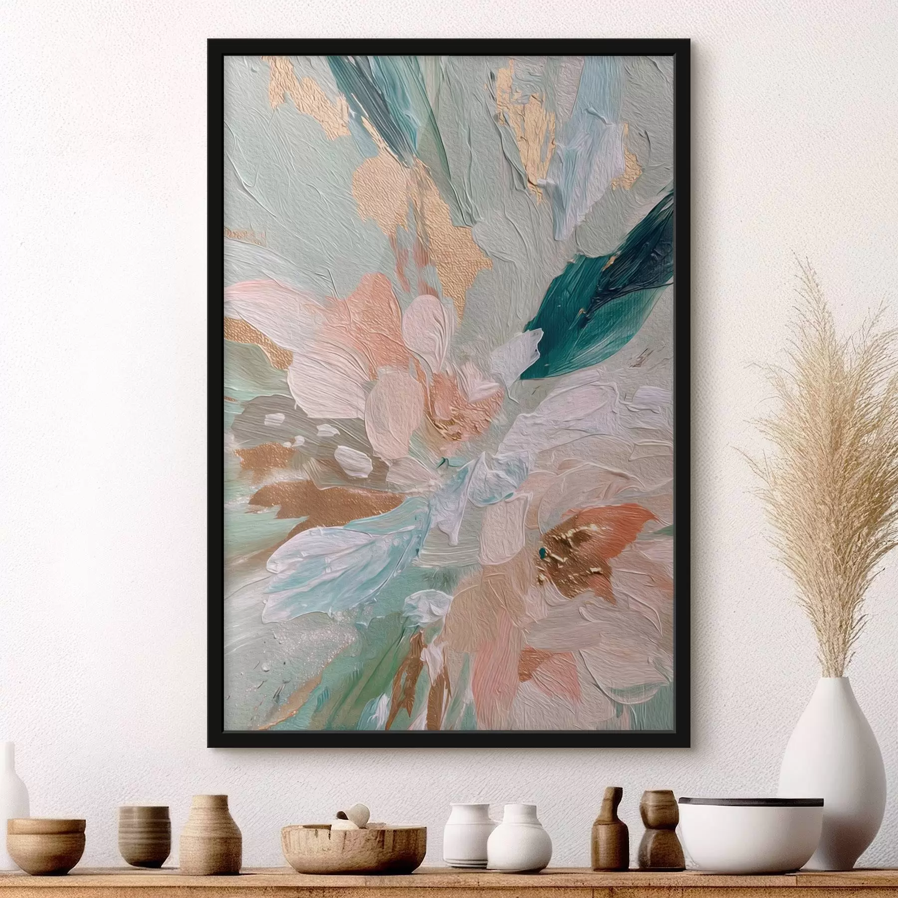 Fototapeta Pastelowe kwiatowe pociągnięcia pędzlem z żółtymi plamkami f45899