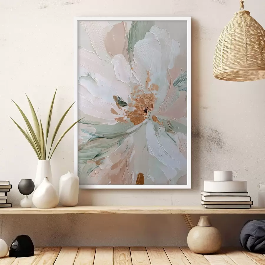 Fototapeta Kwiat w technice impasto w pastelowych barwach z żółtymi akcentami f45900