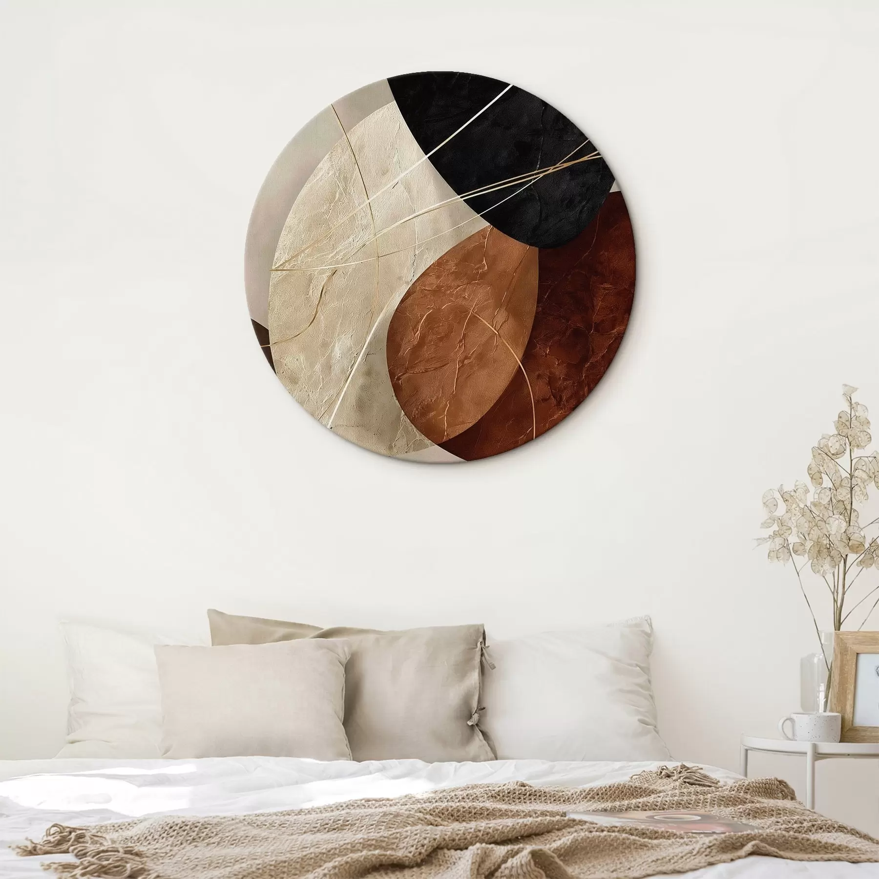 Obraz Geometryczne owale w beżowo-karmelowej palecie kolorów r45878