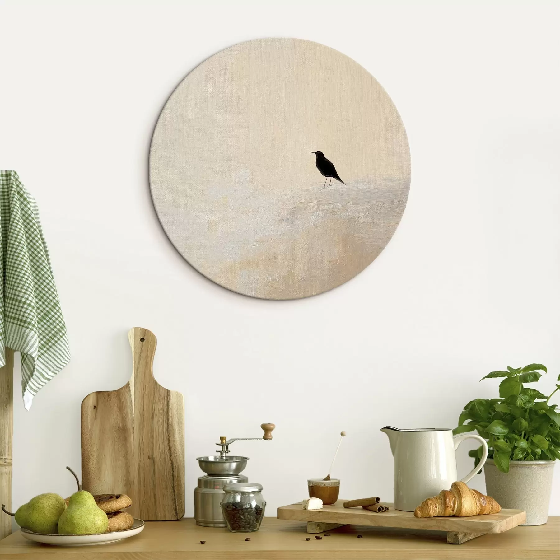 Obraz Samotny ptak na ciepłym beżowym tle r45882