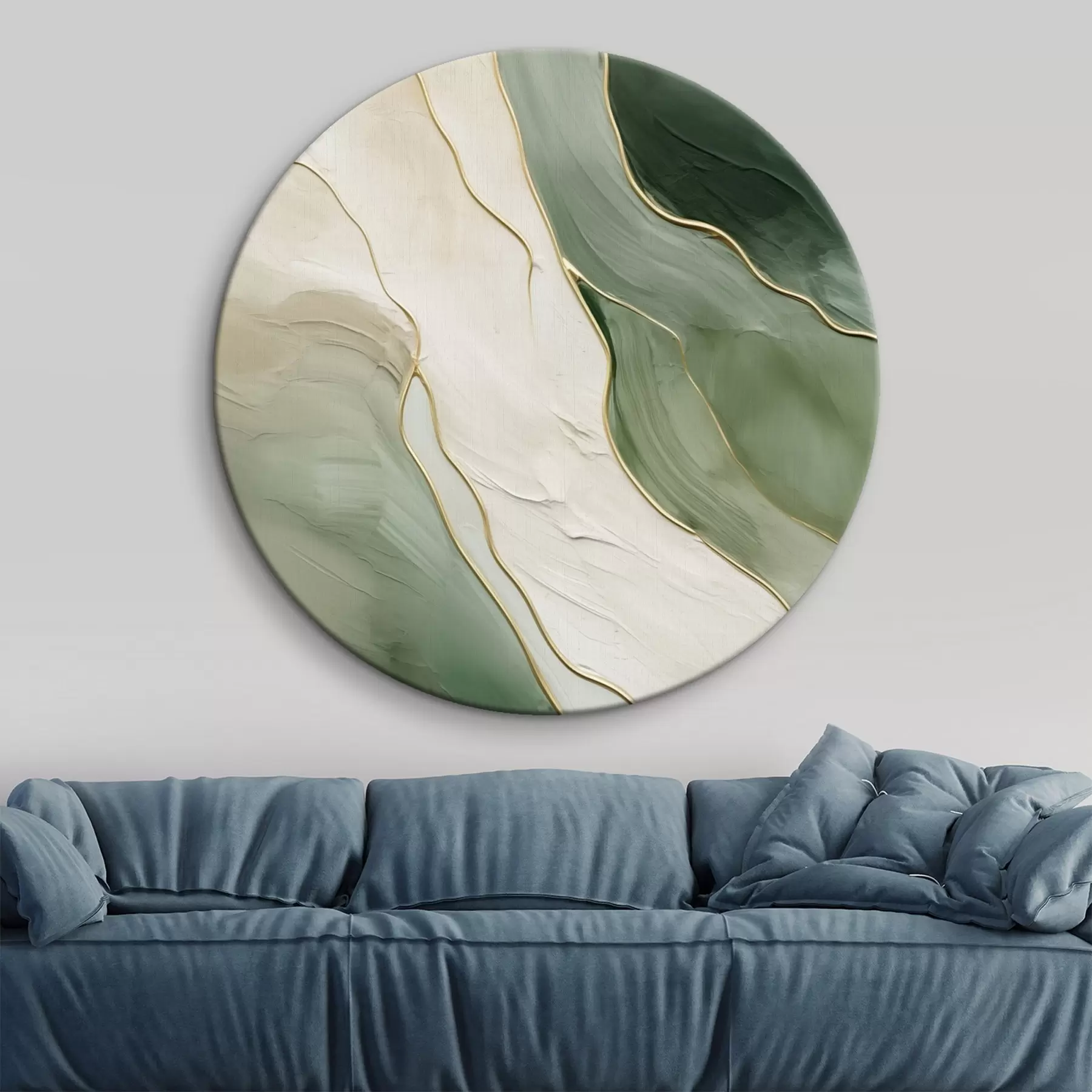 Obraz Szmaragdowa abstrakcja z delikatnymi żółtymi liniami r45888