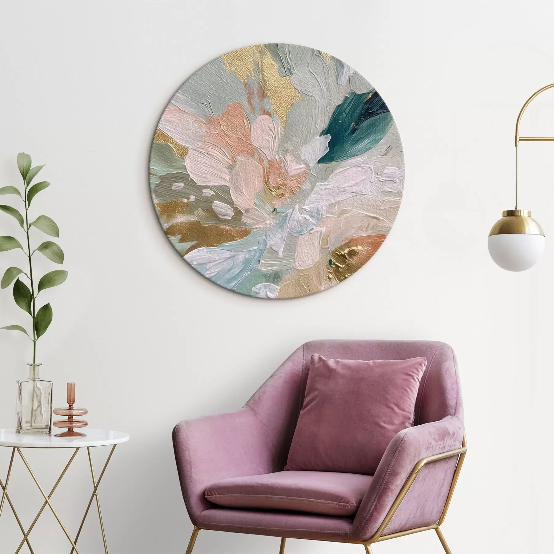 Obraz Pastelowe kwiatowe pociągnięcia pędzlem z żółtymi plamkami r45899