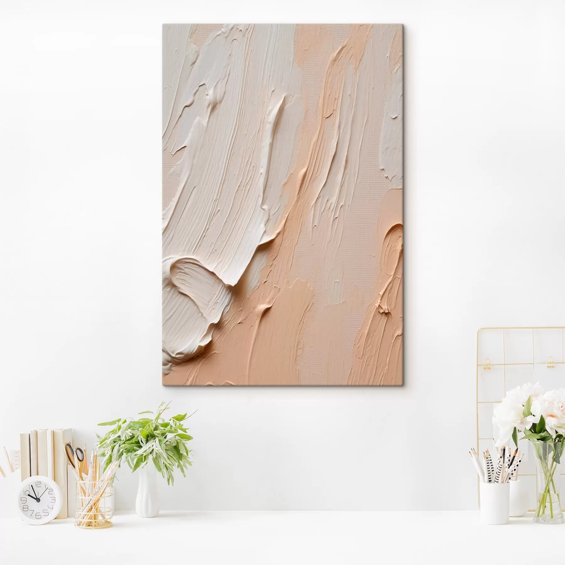 Obraz Teksturowane pastelowe pociągnięcia pędzlem w odcieniach beżowo-kremowych s45871