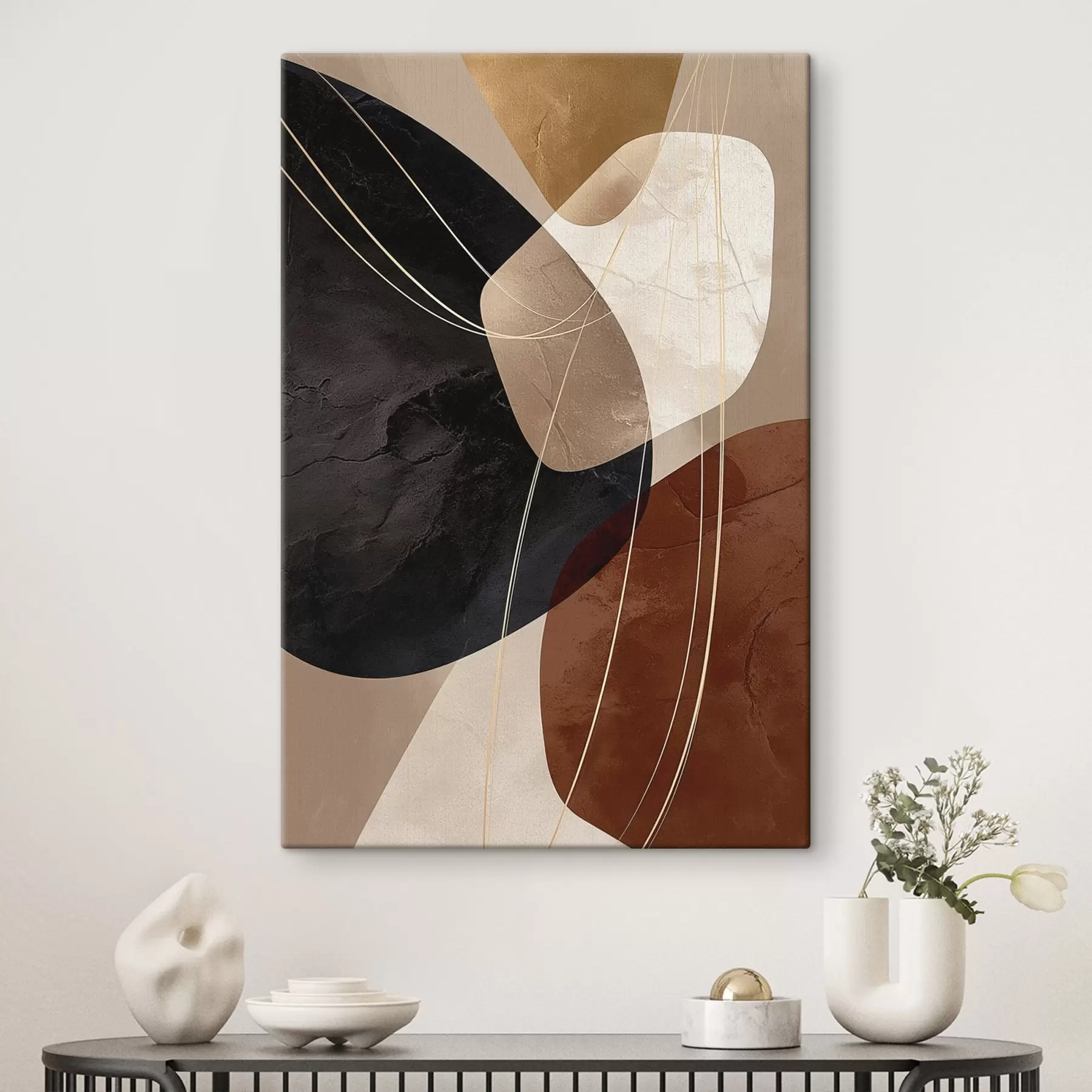 Obraz Geometryczne formy w ciepłej palecie barw, delikatne linie s45879