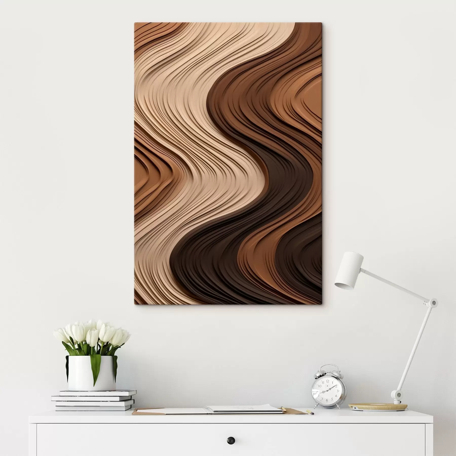 Obraz Pionowe fale w ciepłych beżowo-brązowych warstwach s45905