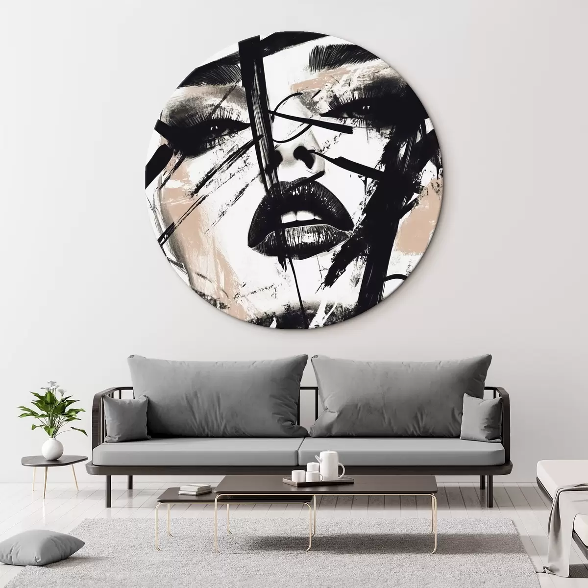 Okrągłe obrazy Abstrakcyjny portret kobiety w stylu graffiti r45777