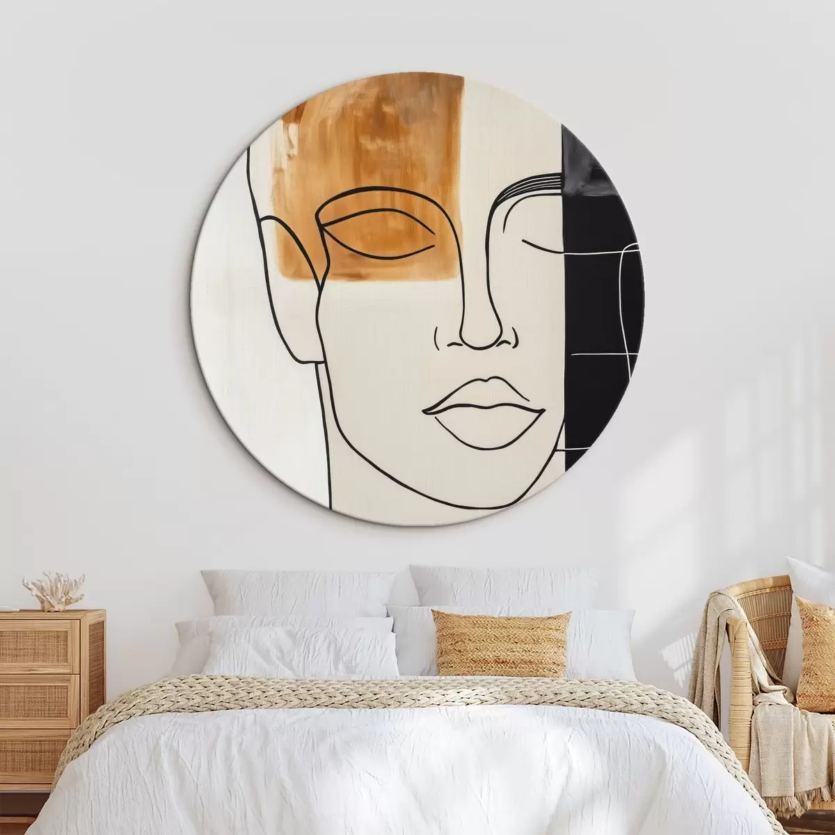 Okrągłe obrazy Minimalistyczny abstrakcyjny portret r45986