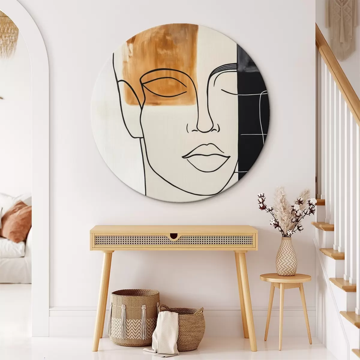 Okrągłe obrazy Minimalistyczny abstrakcyjny portret r45986