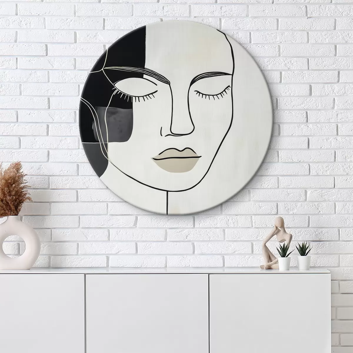 Okrągłe obrazy Minimalistyczny abstrakcyjny portret r45987