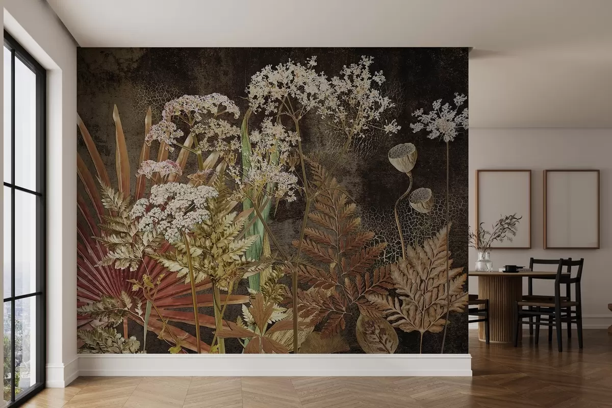 Fototapeta Herbarium na ciemnym tle w09323