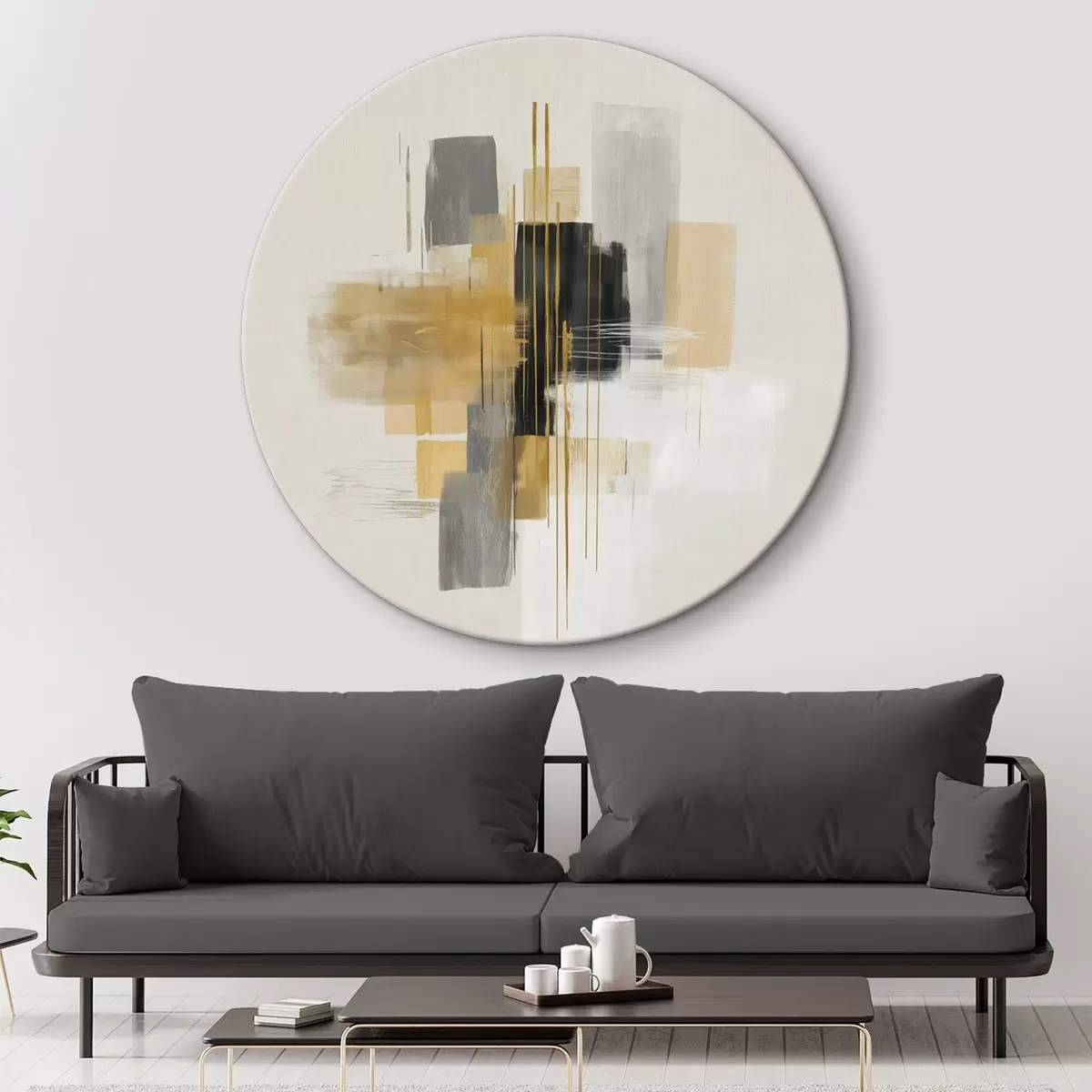 Okrągłe obrazy Pionowe przestrzenie w stylu abstrakcji graficznej r45850