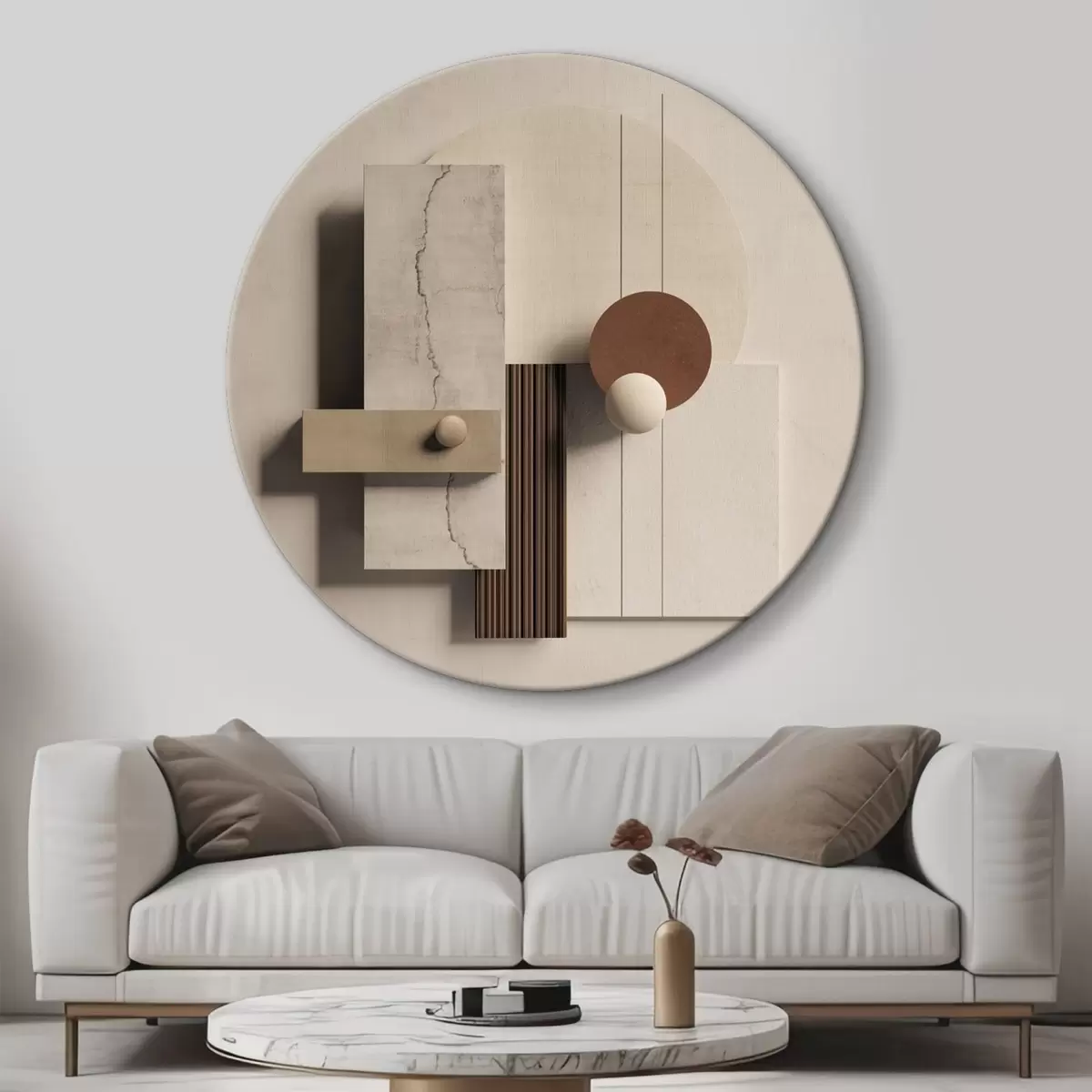 Okrągłe obrazy Geometryczna równowaga w stylu minimalistycznym r45855