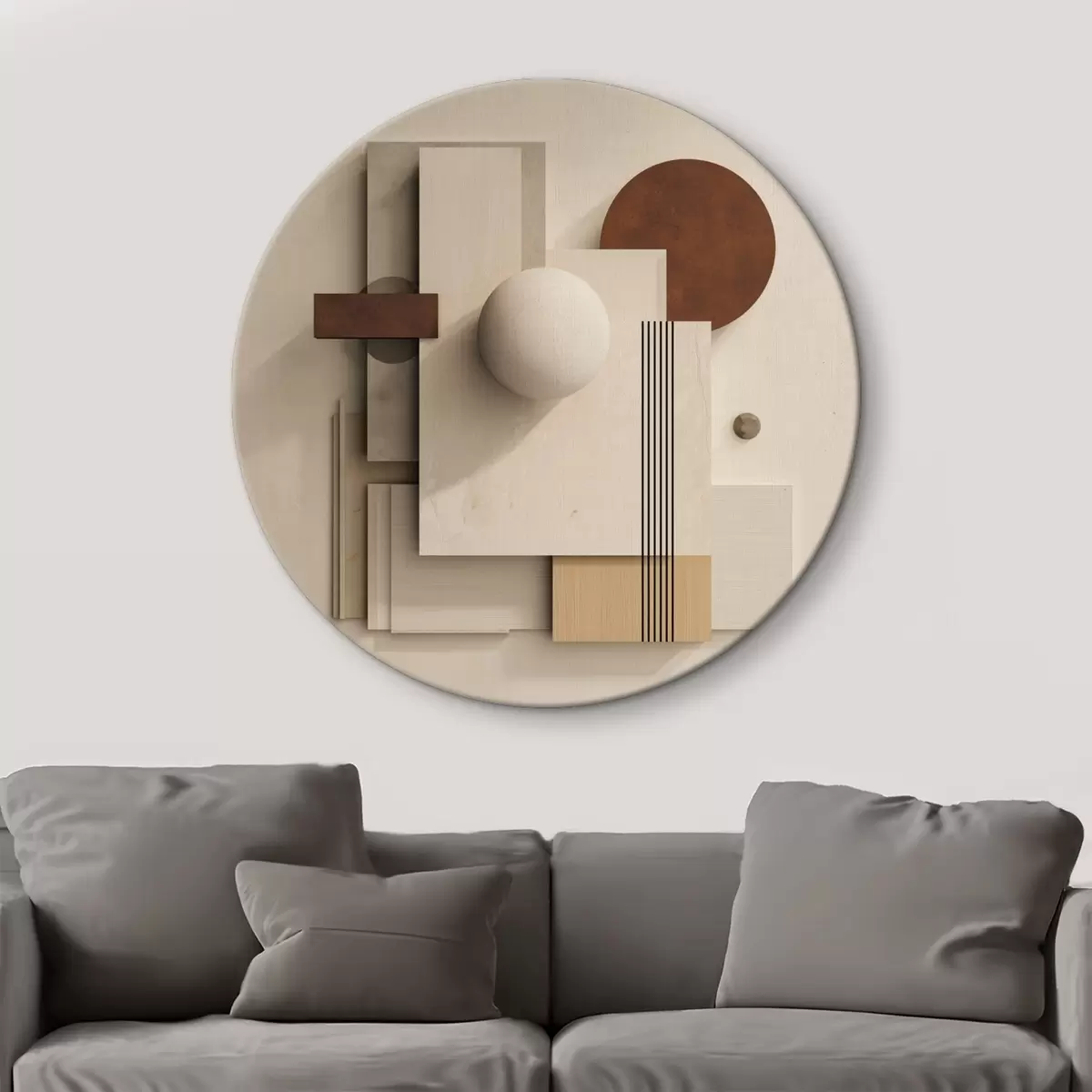 Okrągłe obrazy Geometria spokoju w stylu nowoczesnego minimalizmu r45856