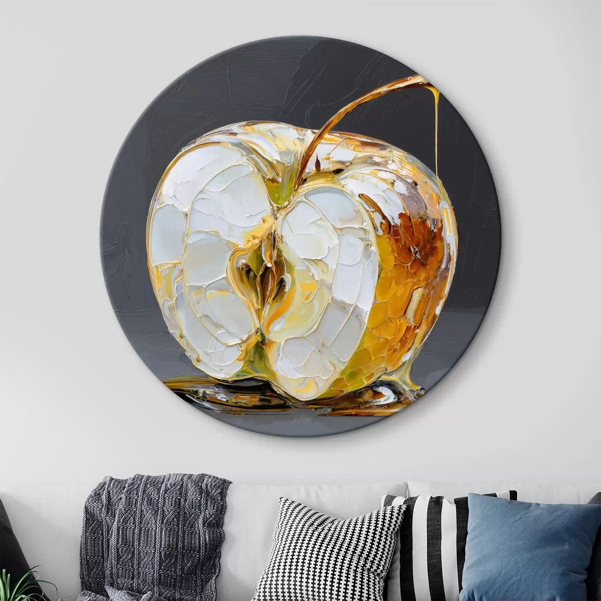 Okrągłe obrazy Słodkie jabłko w stylu malarskim r45861