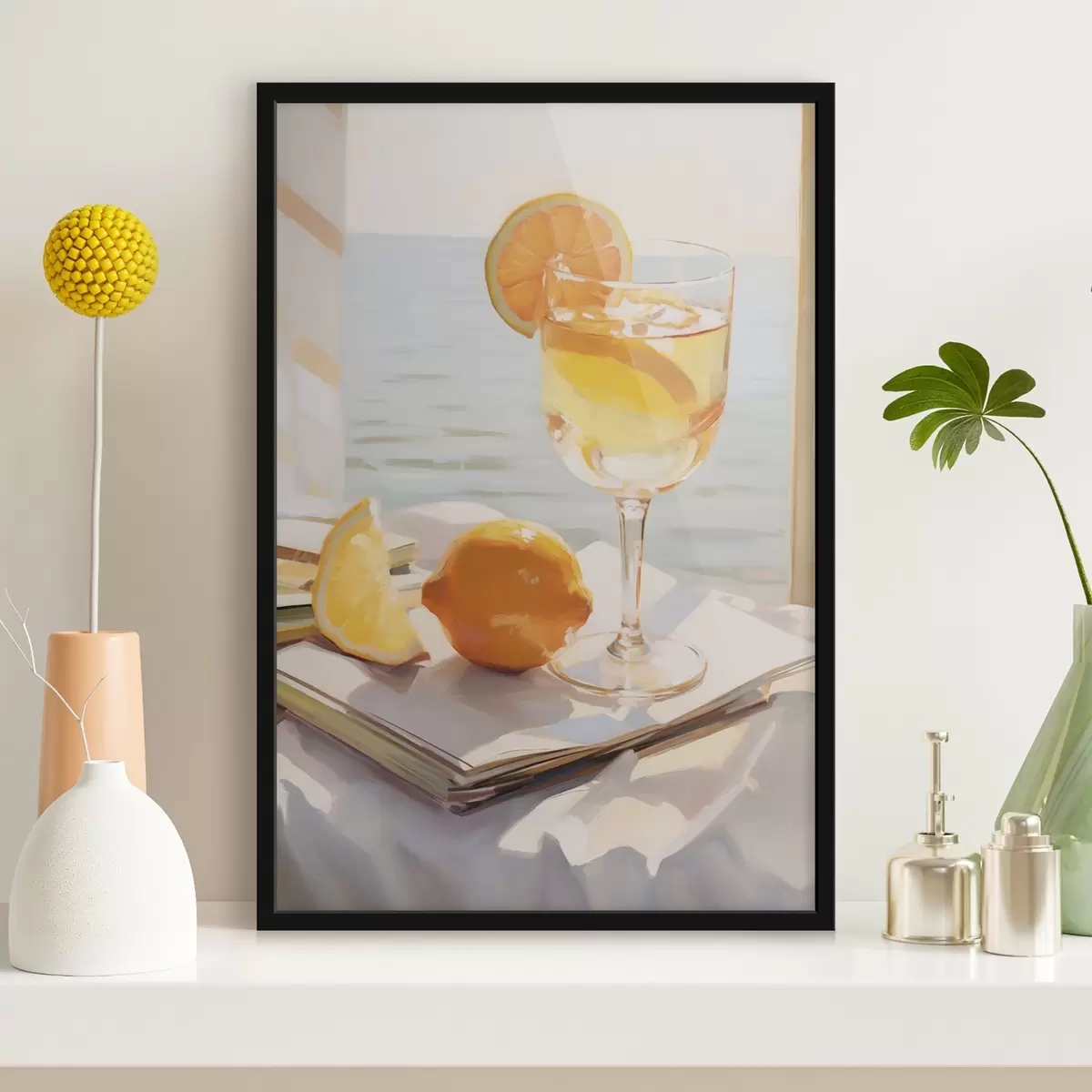Plakat Koktajl w szklance przy oknie f46064