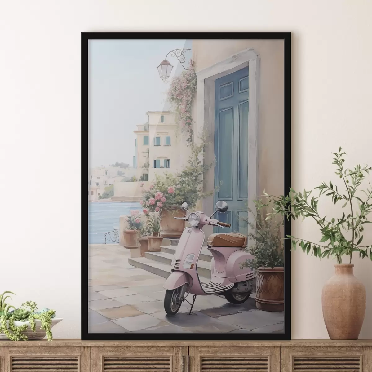 Plakat Skuter na tle domu f46065